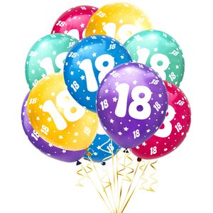 Oblique Unique Luftballon Set Zahl 18 für 18. Geburtstag Party 10 Deko Ballons Geburtstagsdeko bunt