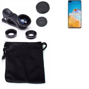 K-S-Trade Smartphone Kamera Linsen Set Kompatibel mit Huawei P40 3in1 Clip-On Kamera Adapter Macro Weitwinkel FishEye Fischauge Objektiv Linse