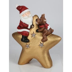 Süße Deko Figur LED Stern mit Weihnachtsmann & Rentier Dekoration Licht Winter