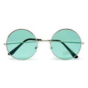 Oblique Unique Hippie Brille John Lennon Retro Sonnenbrille Herren Damen 60er 70er Jahre Party Fasching Karneval - grün