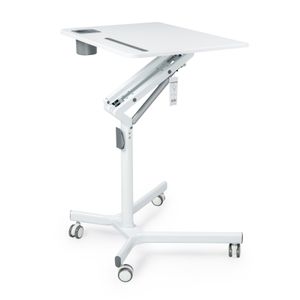 Hoehenverstellbarer stehender Laptop-Schreibtisch Pneumatischer Schreibtisch Sitz- und Stehpult mit abschliessbaren Rollen