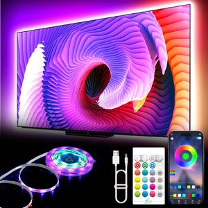 5m LED-Hintergrundbeleuchtung für TV,RGB-LED-Leiste mit Fernbedienung,Musik-Synchronisation,Bluetooth-App-Steuerung,USB-betrieben,für Schlafzimmer