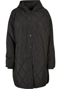 Ladies Oversized Diamond Quilted Hooded Coat black 4XL
