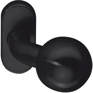Türknopf drehbar auf Rosette oval, Edelstahl schwarz
