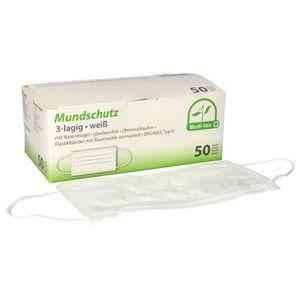 Medi-Inn® Mundschutz Type II 3-lagig 9 cm x 17,5 cm weiss mit Nasenbügel