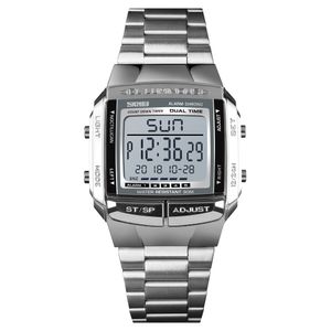 SKMEI 1381 Pánské analogové digitální hodinky Módní příležitostné sportovní náramkové hodinky 2 časy 5 budíků 3ATM vodotěsné pásmo z nerezové oceli podsvícení multifunkční hodinky Relogio Masculino