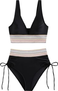 Bikini Sets für Damen Highwaist-Bikini-Hose Bauch Kontrolle Badeanzug Schwarz L Bikini Sets für Damen Highwaist-Bikini-Hose Bauch Kontrolle Badeanzug Schwarz L