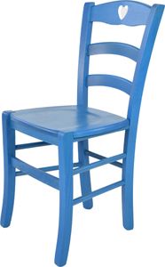 t m c s Tommychairs - Stuhl CUORE für Küche und Esszimmer, robuste Struktur aus Buchenholz, in Anilinfarbe Blau lackiert und Sitzfläche aus Holz