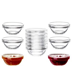BigDean 12x Dipschalen Ø 6 cm aus gehärtetem Glas 30ml - Für Dip, Marmelade, Konfitüre - Stapelbar - Für Spülmaschine & Mikrowelle - Mini Soßen-Schale