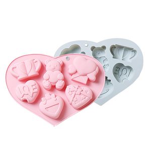 CANDeal 2 kusy silikonových forem ve tvaru medvěda a srdce pro výrobu valentýnských předmětů, silikonové formy pro DIY dorty, fondán, sušenky, cukrový pudink, čokoládu, cukrovinky, dezertní dekorace
