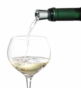 Nálevka na víno 2v1 so zátkou na fľaše WMF VINO, nerezová oceľ Cromargan, silikón, H 4 cm, Ø 2,4 cm