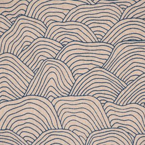 Dekostoff Leinenlook Hand Drawn Wave Wellen natur blau 1,40m