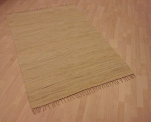 Teppich Fleckerl Fleckerlteppich Handwebteppich UNI Baumwolle Handweb Waschbar Farbe: Beige Größe: ca. 60x110 cm