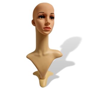 Perückenkopf Weiblich - 53 cm Dekokopf - Schaufensterkopf Frau - Weibliches Kopf-Mannequin ohne Haare - Schaufenster Puppen Kopf für Hut-/Brillen-Präsentation - Damenkopf für Perücken