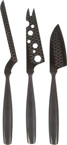 Boska Käsemesser-Set Monaco+ / drei Käsemesser/stilvolles Design/Edelstahl/Schwarz / 280 x 250 x 10 mm