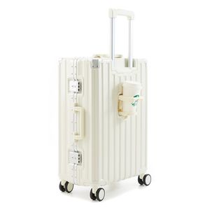 360Home Aluminium-Rahmen Trolley Koffer robust Multifunktion Reisekoffer Weiß 20Zoll