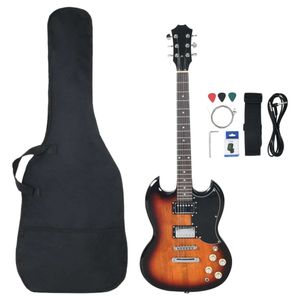 vidaXL E-Gitarre für Anfänger mit Tasche Braun und Schwarz 4/4 39"