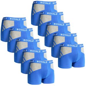 ROYALZ Unterhosen Herren Boxershorts 10er Pack sportlich-modernes Sportiv Design, 10er Set (95% Baumwolle / 5% Elasthan), Größe:M, Farbe:10 Blau / Grau