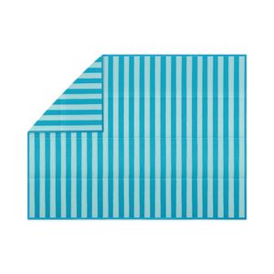 JEMIDI Strandmatte 150x200cm faltbar - Matte für den Strand - tragbar leicht groß - Liegematte Stranddecke Picknickdecke Decke - blau gestreift