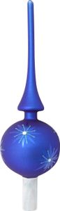 Krebs Glas Lauscha Christbaumspitze - Blau Matt - aus Glas - ca. 28cm - für ein edles Finish am Baum