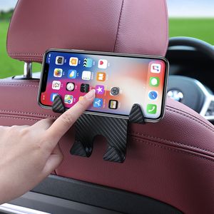 Auto Kopfstützen Haken mit Handyhalter, Universal Auto Rücksitz Hakenhalter, Handy/Handtaschen Aufbewahrungsregal