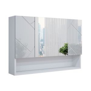Livinity® Bad Spiegelschrank Irma, 80 x 55 cm, Weiß Hochglanz