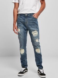 Urban Classics TB4661  Heavy Destroyed Slim Fit Jeans, Größe:34/32, Farbe:blue heavy destroyed washed