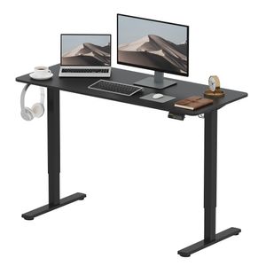 SANODESK Elektrischer Höhenverstellbarer Schreibtisch 140 x 60 cm, Ergonomischer Tischplatte, Steh-Sitz Tisch Computertisch, einfache Montage(schwarz）