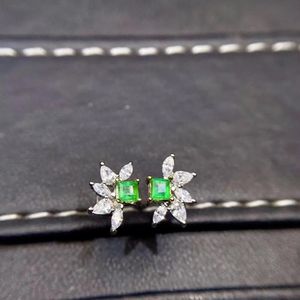 Geschenk-Smaragd-Ohrring Natürlicher und echter Smaragd-Ohrring aus 925er Sterlingsilber