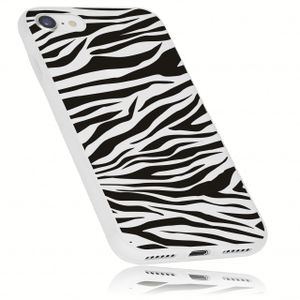 mumbi Hülle kompatibel mit iPhone 7 / 8 / SE 2 (2020) Handy Case Handyhülle double GRIP mit Motiv Zebra, transparent weiss