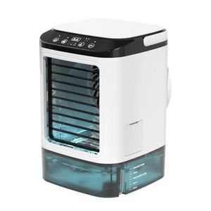Přenosná klimatizace, studený stolní ventilátor s barevným atmosférickým světlem, odpařovací ochlazovač vzduchu s přihrádkou na led, 3 rychlosti větru, dvojitý rozprašovač, 2 úrovně mlhy, stolní ventilátor USB se zvlhčovačem, posilování jedním tlačítkem