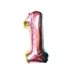 Oblique Unique 1x Folien Luftballon mit Zahl 1 Kinder Geburtstag Jubiläum Party Deko Ballon bunt
