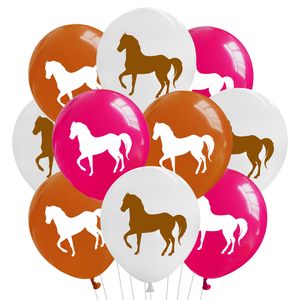 Oblique Unique 10 Pferde Luftballons für Kinder Geburtstag Motto Party Schuleinführung Pferd Western Ballons Farbmix