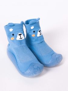 YO Kinder Jungen Babyschuhe Teddybär Weiche Sohle Sockenschuhe Lauflernschuhe Kinderschuhe Atmungsaktiv Anti-Rutsch Bodenschuhe Blau 22