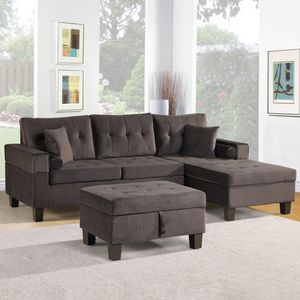 HOME DELUXE - Sofa ROM Samt links Couch Möbel Wohnzimmer