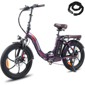 Fafrees F20 PRO Fatbike E-bike skládací kolo 20 palců s baterií 36V 18AH a StVO. Brzdovým světlem, [ Official ] Skládací pánské dámské elektrokolo 250W Shimano 7S, elektrokolo 25km/h, městské kolo pedelec horské kolo fialové