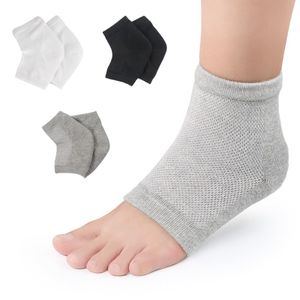 3 Paar Gel Fersenschutz feuchtigkeitsspendende Fersensocke Fersenpolster Fersenbandage Fußpflege Lösung für Fersenschmerzen (schwarz + grau + weiß)
