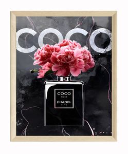 JUSTGOODMOOD Poster Premium ® Coco Chanel Poster · Coco Noir Parfüm Flacon · ohne Rahmen · 50x70cm