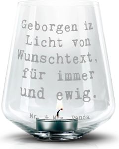 Mr. & Mrs. Panda Personalisiertes Gravur Windlicht Personalisiertes Gravur Windlicht - Transparent - Geschenk, Personalisiertes Geschenk, Personalisiertes Teelichtglas