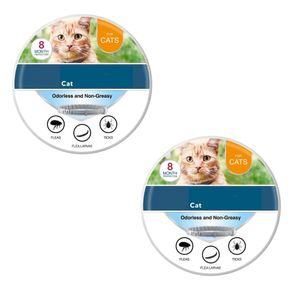 2pcs 38cm Premium Zeckenhalsband Katze Halsband, Verstellbare Zeckenschutz Anti- Floh Hund-Halsbänder 8 Monate Schutz Silikon Wasserdicht Haustiere Halsband mit 100% Natürliche Inhaltsstoffe