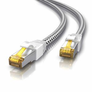 Primewire Patchkabel CAT 7 Rohkabel mit Baumwollummantelung  - Gigabit Ethernet LAN Kabel - 10 Gbit/s - S/FTP PIMF Schirmung - Netzwerkkabel - 3m