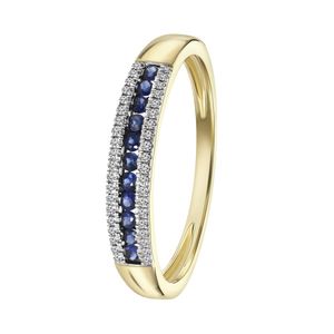 Ring, 585 Gelbgold, Saphir und Diamant 0,06 kt  -  58.0 mm