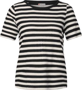 Street One Strickshirt 'Strick-Look Streifenshirt', A322898, Black, Gr. 36