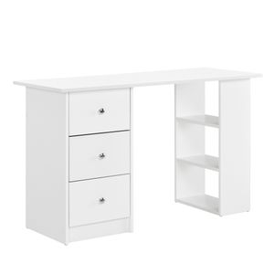 [en.casa] Schreibtisch Weiß 120x49x72cm mit 3 Ablageflächen und Schubladen Bürotisch Computertisch PC Tisch