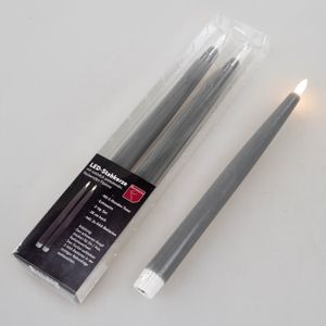 2er Pack LED Spitzkerzen, Stabkerzen altgrau Formano