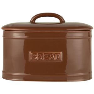 IB Laursen Brotbox BREAD Oval Braun mit Deckel Brotkasten Keramik 36x20 cm