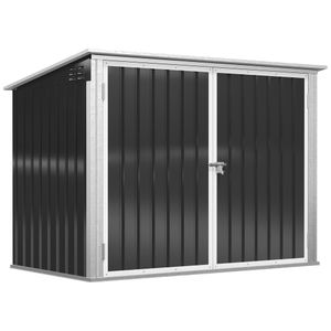 Outsunny Mülltonnenbox Gerätebox Müllbox Storer für 2 Mülltonnen abschließbar Stahl Schwarz 178 x 104,5 x 128,5/113 cm