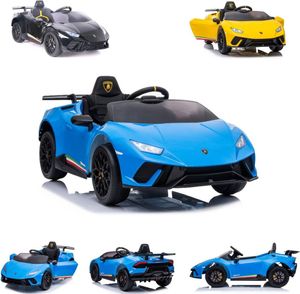 ES-Toys Kinder Elektroauto Lamborghini Huracan EVA-Reifen Scheinwerfer Bluetooth blau