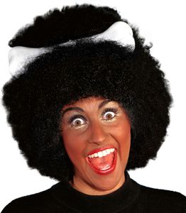 Schwarze Höhlenfrau Perücke (mit Knochen im Haar)