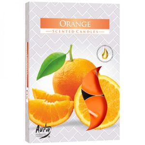 Teelichter Duft 6er Orange in farb. Faltschachtel